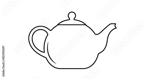 Simple Outline Drawing of a Classic Teapot Design.