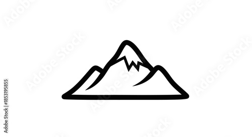 Simple Mountain Outline Illustration with Snowy Peak and Jagged Edges.
