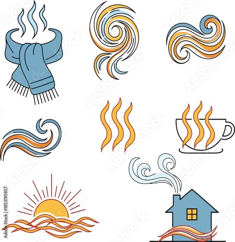 Minimalist comfort icon representing warmth and relaxation, simple flat vector graphic.