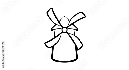 Simple Windmill Illustration with Rotating Blades and Tower.