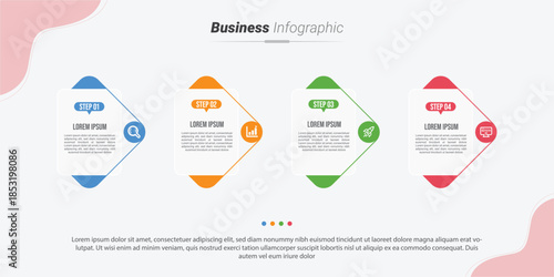 Stylish 4 steps business infographics template, Infographic 4 steps flowchart design, template, info graph template, Professional infographic template business, Infographic with innovative ideas.