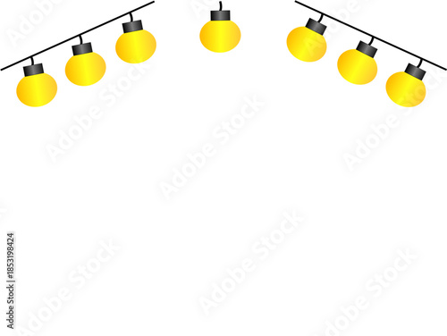 Festive Outdoor String Lights Illustration: Yellow Party Bulbs Vector