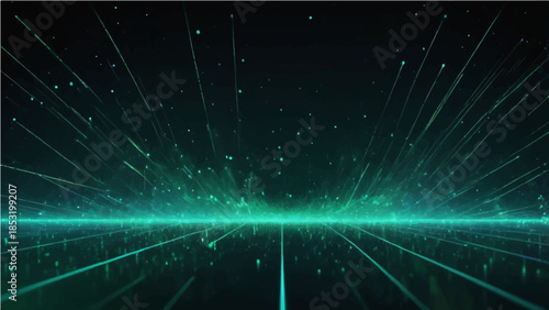 A glowing digital fractal design bursts with blue energy across a starry space background, creating a magic science wallpaper where light and technology patterns explode in a shiny abstract realm