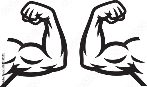 Strong Biceps Muscle Icon for Workout Training and Bodybuilding Symbol