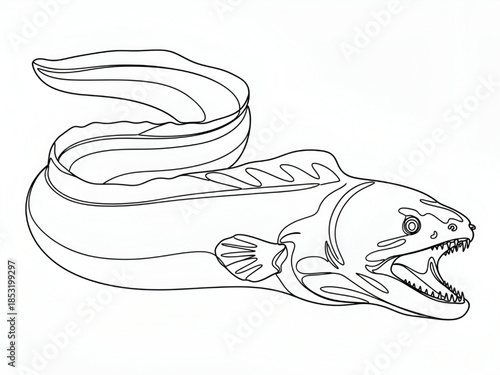 Anglerfish Line Art Isolated on White Background