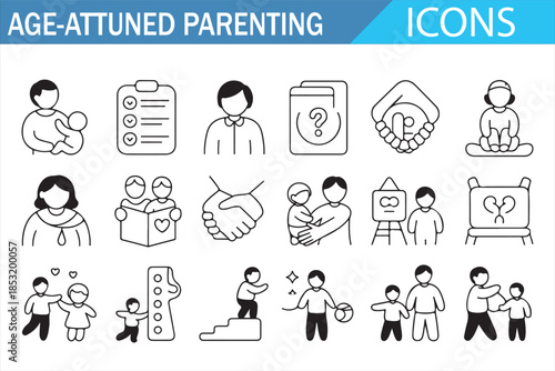Family Care and Age Based Parenting Outline Icons