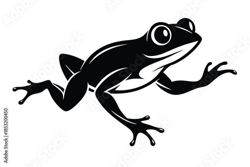 jumping frog line art silhouette vector illustration