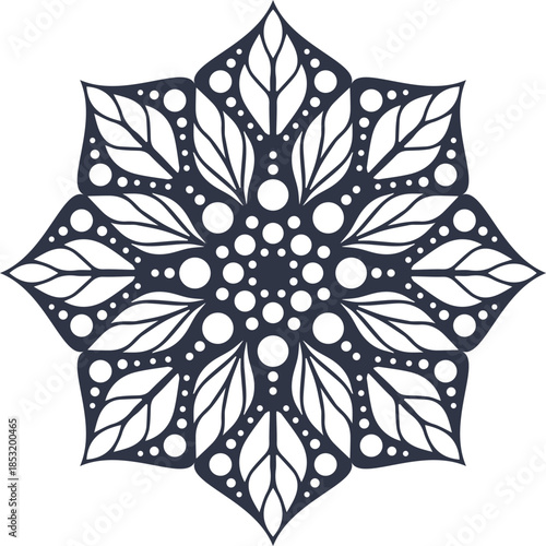 Dark Blue Mandala Flower Design Isolated