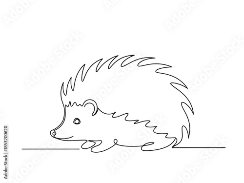 Hedgehog Line Art Illustration Isolated on White Background
