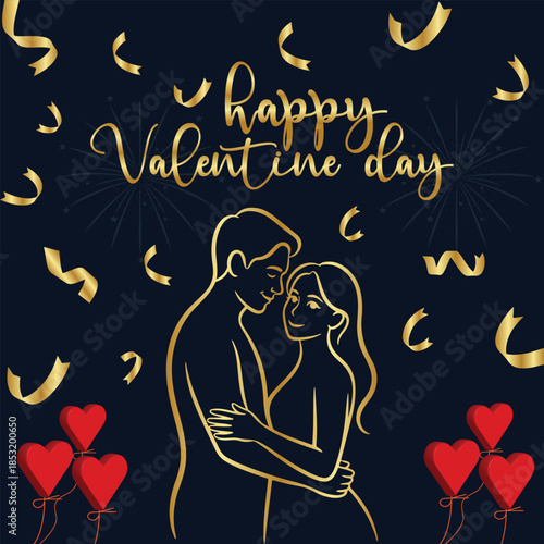 a graphic design template for a Valentine's Day card featuring the text "happy Valentine day"