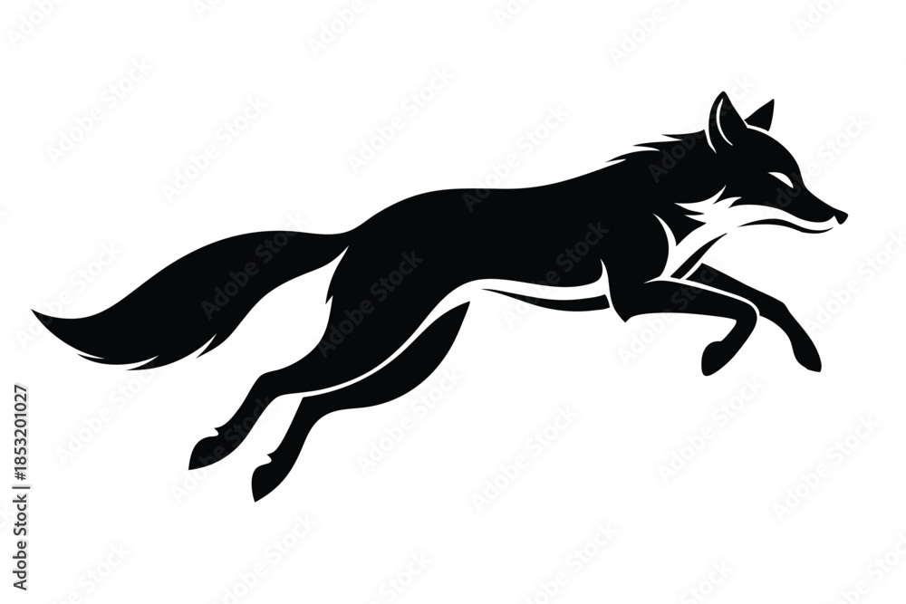 Fototapeta premium jumping fox line art silhouette vector illustration