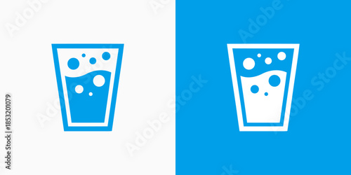 Vector logo design of a glass filled with soda water in a modern, simple, clean and abstract style.