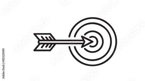 Arrow Hitting the Center Bullseye of a Target in a Simple Line Keywords: target, bullseye, arrow