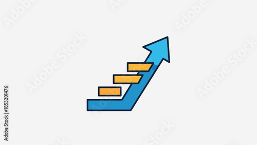 Blue Arrow with Orange Steps Representing Business Growth and Progress.
