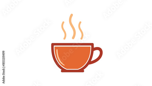 Steaming hot beverage in a vibrant orange cup.