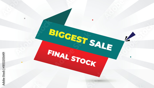 biggest final sale stock web banner editable eps format vector illustration art template design red light green gradient shapes yellow bold font white gray abstract gradient illustration business back