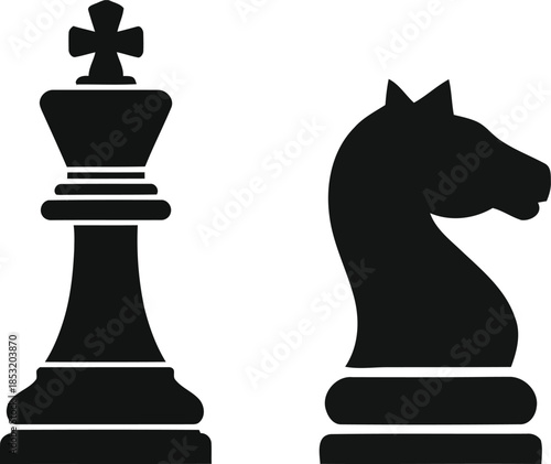 Chess King and Knight Pieces Silhouette chess king chess knight chess piece strategy