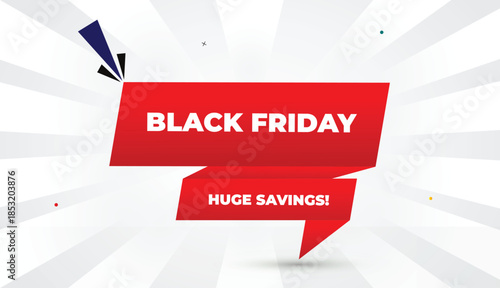 black friday huge savings editable eps format web banner vector art illustration template design red gradient shapes bold font white gray gradient abstract illustration sun shine business background 4