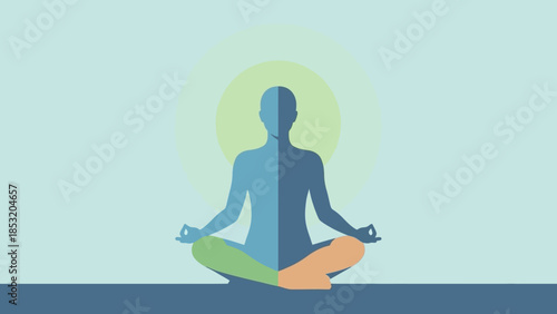 Silhouette of a person meditating with aura.