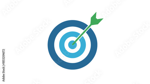 Green Arrow Hitting Bullseye on Blue Target Board.