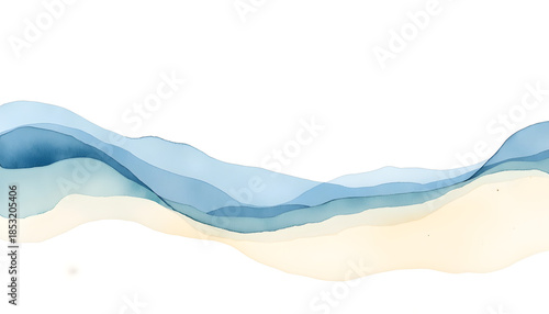 Soft watercolor waves in serene sky blue and cream, calm tranquility