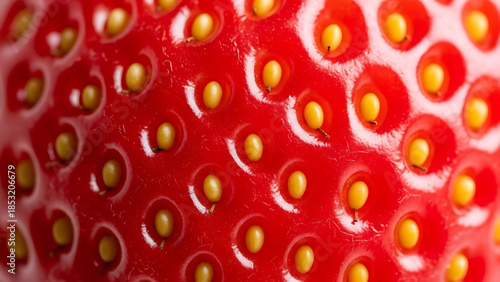 Wallpaper Mural Macro View of Fresh Ripe Strawberry Surface Revealing Tiny Yellow Achenes and Vibrant Red Skin Texture Torontodigital.ca