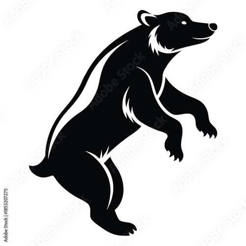 jumping bear line art silhouette vector illustration