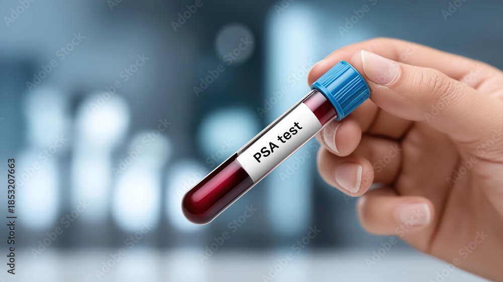 Fototapeta premium PSA Blood Test Vial Held by Hand
