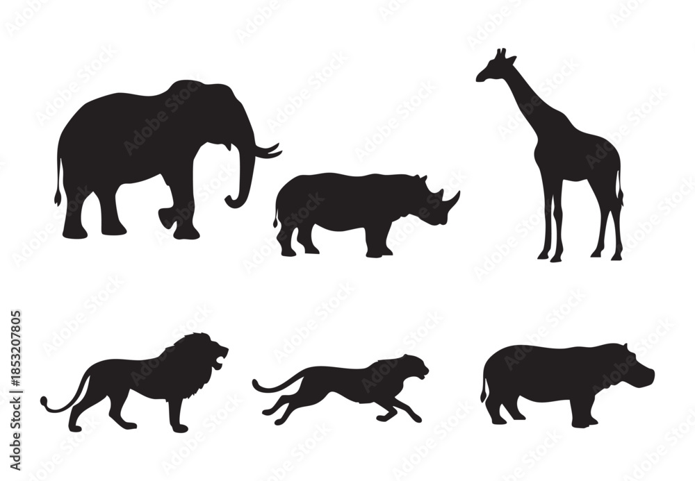 Fototapeta premium African Wildlife Silhouettes Collection