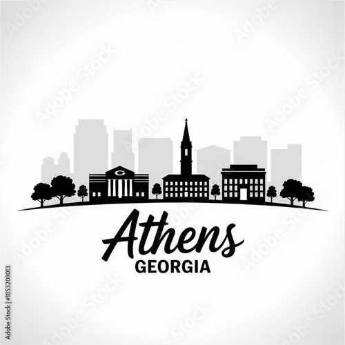 Athens Georgia Skyline Silhouette — A Classic Southern College Town Vector Illustration