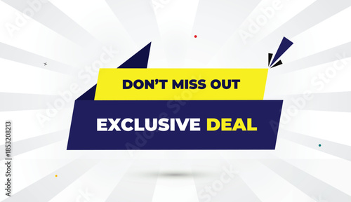 exclusive deal editable eps format web banner vector art illustration template design deep blue yellow shapes bold font white gray gradient abstract illustration sunshine business background 4k