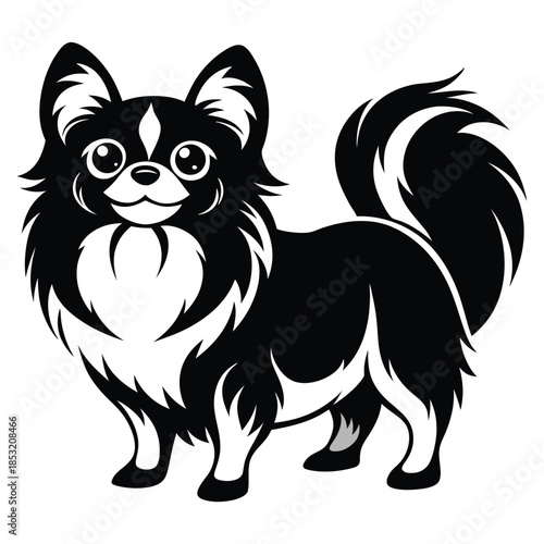 japanese chin line art silhouette vector illustration