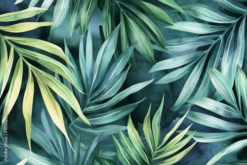 Vibrant watercolor tropical forest foliage background art high resolution picture