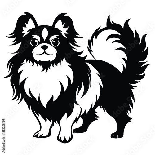 japanese chin line art silhouette vector illustration