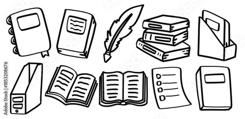 Set of hand drawn Books theme Isolated Vector