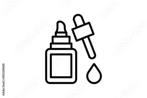 Essential oil bottle with dropper vector illustration skincare serum cosmetic product icon