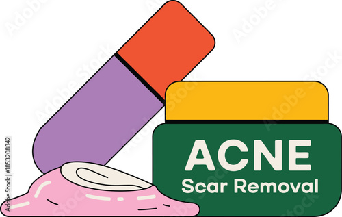 Acne scar removal cream treatment skincare beauty product dermatology health illustration