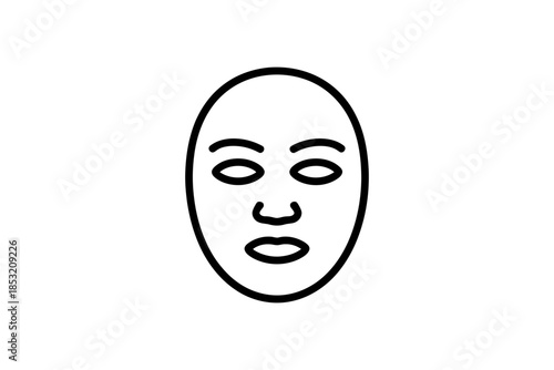 Face outline drawing vector illustration of human face with eyes nose and mouth icon