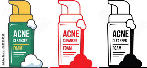 Acne cleanser foam product for skincare routine and treatment of breakouts and blemishes skin