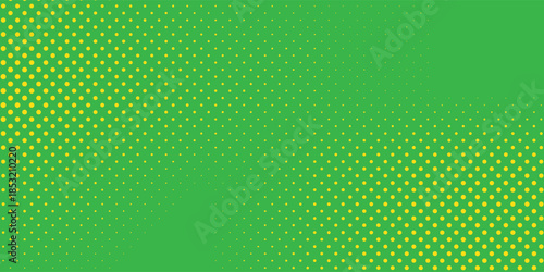 Background with dots halftone pattern of green and yellow dots in gradient colors. Abstract vector halftone pattern background with color gradation and half tone texture