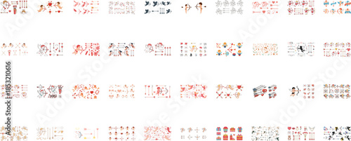 Colorful Cupid Arrows and Hearts Pattern Collection