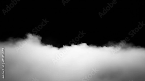 Realistic White Smoke Fog Effect on Black Background for Visual Overlays.