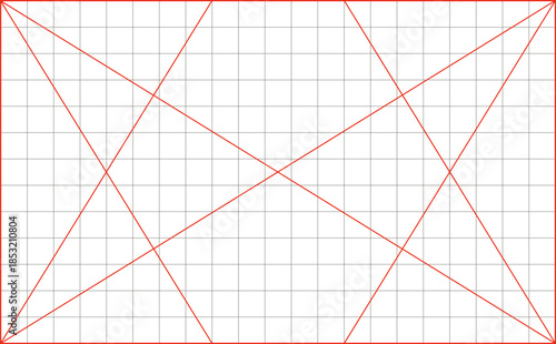 Red Line Proportional Diagonal Grid Design Layout Vector Template.