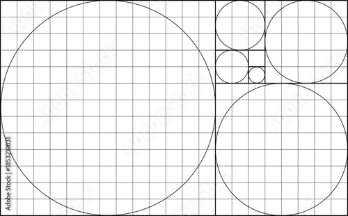 Proportional Geometric Circles Grid for Design and Composition Blueprint.