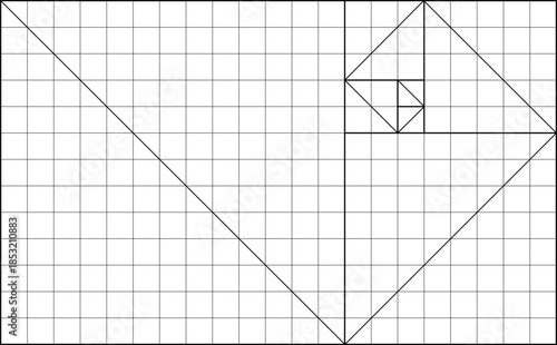Technical Geometric Golden Ratio with Diagonal Lines and Central Point Design.