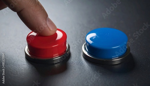 Finger presses red button