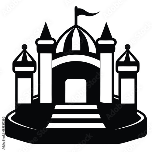 inflatable bounce house line art silhouette vector illustration