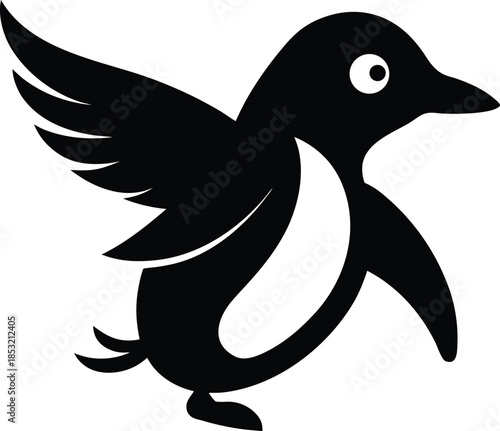 Penguin colorful vector illustration with editable stroke and animal