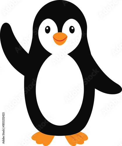Penguin colorful vector illustration with editable stroke and animal