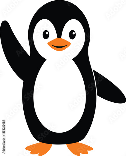 Penguin colorful vector illustration with editable stroke and animal